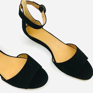 NEW! J. Crew Black Suede Kitten Demi-Wedge Sandals - 9.5
